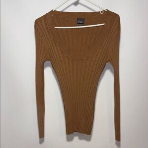 Dots Brown Ribbed Crew Neck Sweater